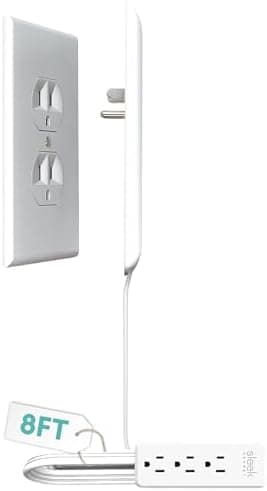 Sleek Socket Original & Patented Ultra-Thin Outlet Concealer with Cord Concealer Kit, Flat Extension Cord with Multi Outlets Power Strip, Ideal for Home Improvement, Hide Bulky and Messy Cords