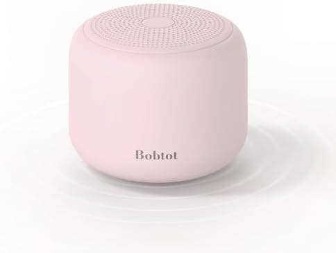 Bobtot Portable Bluetooth Speakers with Strap Easy to Carry, Wireless IPX5 Waterproof Mini Speaker with Loud Stereo Sound, 20 Hours Playtime, Rechargeable Battery, Built-in Microphone, Pink