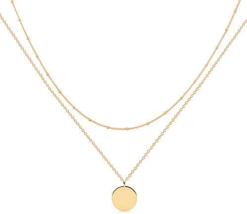 MEVECCO Layered Heart Necklace Pendant Handmade 18k Gold Plated Dainty Gold Choker Arrow Bar Layering Long Necklace for Women