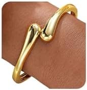 MTINEAPS Gold Bangle Bracelets for Women Teens Trendy Chunky Adjustable Twist Cuff Bracelet Jewelry Gifts