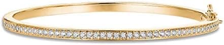 PAVOI 14K Gold Plated Cubic Zirconia Bangle Tennis Bracelets for Women | Classic Love Cuff Bangle Bracelets