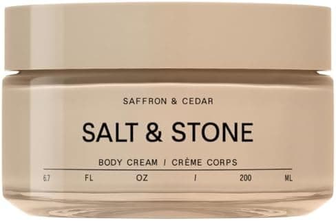 Salt & Stone Body Cream | Hydrating Formula with Seaweed Extracts, Spirulina & Squalane | Deep Hydration, Skin Barrier Support & Healthy Glow | For all Skin Types | Saffron & Cedar 6.7 fl oz