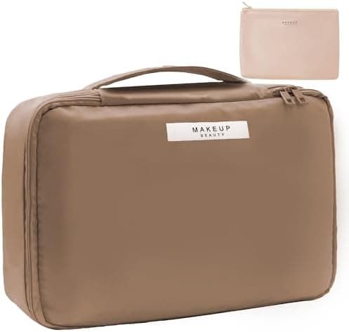 Queboom Travel Makeup Bag Cosmetic Bag Makeup Bag Toiletry bag for women and men (Coffee)