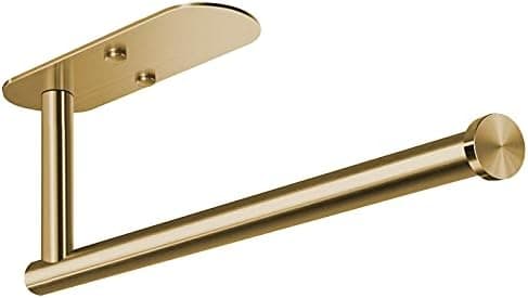 VAEHOLD Adhesive Paper Towel Holder Under Cabinet Wall Mount for Kitchen Paper Towel, Paper Towel Roll Holder Stick to Wall, Stainless Steel (Gold)
