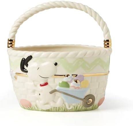 Lenox 895686 Peanuts Easter Snoopy & Woodstock Basket, Spring Home Decor