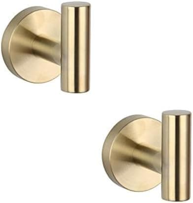 GERZWY Bathroom Brushed Gold Coat Hook SUS 304 Stainless Steel Single Towel/Robe Clothes Hook for Bath Kitchen Contemporary Hotel Style Wall Mounted 2 Pack,AG1107B-BZ