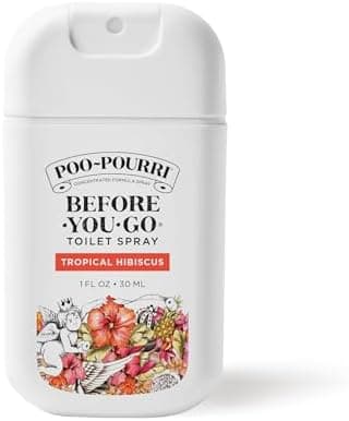 Poo-Pourri Before-You-Go Pocket Toilet Spray, Travel Essentials, Tropical Hibiscus, 1 Fl Oz, Up to 50 Uses, On-The-Go Bathroom Odor Deodorizer with Essential Oils, TSA Approved Size, Hibiscus, Apricot