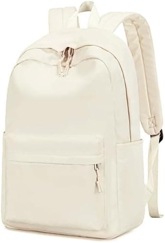 Bluboon School Backpack for Teen Girls Women Laptop Backpack College Bookbags Middle School Travel Work Commuter Back Pack(Solid Beige)