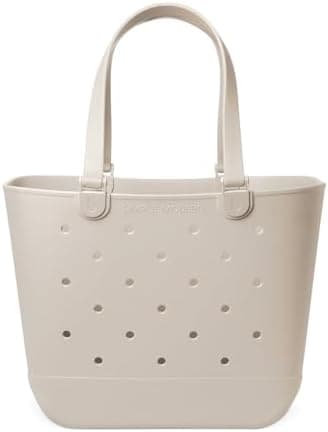 Simple Modern Extra-Large Beach Bag | Waterproof Getaway Rubber Tote with Zipper Pocket for Travel, Pool, Boat, Groceries, Sports | Almond Birch