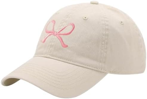 Trendy Bow-Tie Baseball Cap for Women and Men Trucker Hats Y2k Adjustable Fashion Sun Hat with Visor for Hiking & Travel