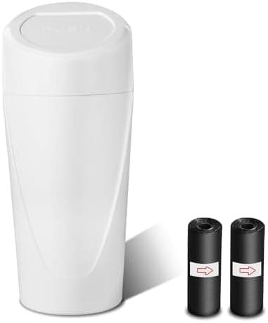 xiaoniu Car Trash Can with Lid, Leakproof Garbage Can with 40 Attached Trash Bags, Mini Essential Car Accessories for Interior for Car, Home, Office (White)