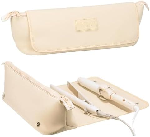 BAREFOOT CARIBOU Hair Tools Travel Bag and Heat Resistant Mat for Flat Irons, Straighteners, Curling Iron, and Haircare Accessories, 2-in-1 design, with Interior Pockets, Portable Organizer