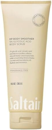 Saltair KP Body Scrub. 5% Glycolic Acid Treatment with Volcanic Sand and Plant Moisturizers. Fragrance-Free Physical Chemical Exfoliator. Exfoliating Body Scrubber for Rough Bumpy Skin, 10oz.