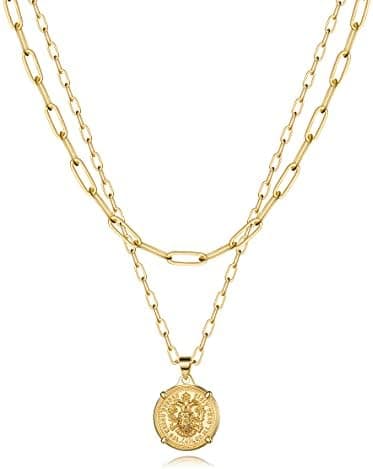 Turandoss Dainty Gold Choker Necklaces for Women - 14K Gold Plated Handmade Medallion Snake Link Chain Cross Star Moon Adjustable Simple Choker Necklaces for Women Jewelry