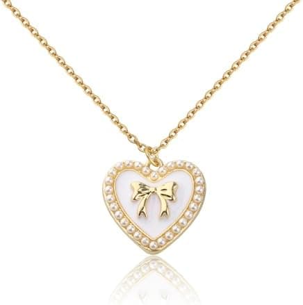 ENSIANTH Coquette Western Jewelry Social Club Gift Coquette Bow Necklace Pearl Heart Gift