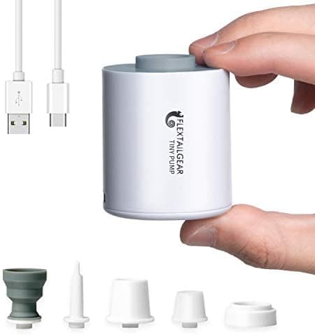 FLEXTAILGEAR Tiny and Portable Air Pump Ultra-Mini Pump with 1300mAh Battery USB Rechargeable to Inflate Deflate for Pool Floats, Air Bed, Air Mattress Swimming Ring, Vacuum Storage Bags