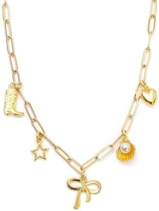 MTJAHPS Bow Necklace for Women Bowknot Choker Necklace Coastal Cowgirl Charm Necklace Bow Charm Necklace Gift
