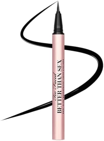 Too Faced Better Than Sex Easy Glide Liquid Eyeliner | Flake & Waterproof Liquid Eyeliner For Intense Pigment, 0.02 Fl Oz
