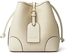 DORIS&JACKY Genuine Leather Bucket Crossbody Purse Small Designer Drawstring Single Shoulder Bag for Women