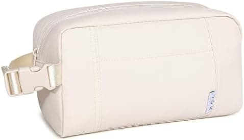 NOL Natural Organic Lifestyle Freezable Snack Bag, Leakproof Cooler Lunch Bag, Reusable, Zip Closure with Buckle Handle Nylon Waterproof Snack Box for Work Travel-Cream