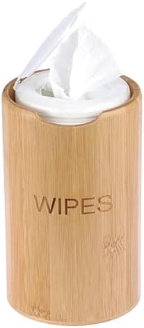 Kokone Bamboo Wipes Dispenser Compatible for Clorox Lysol, Farmhouse Wipes Canister Holder Cleaning Wipe Dispenser Container, Decorative Bamboo Wipes Dispenser Keeper for Kitchen Bathroom Office