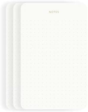 Pinesman - Elegant Desk Notepads for Professionals, Executive's Memo Pads, Minimalist, Gold Foiled, Dotted Layout, 3 Pack, 225 Sheets Total (75 Each), 6.3" x 3.9”, 80 GSM, Eco-friendly, FSC™ Certified Small Notepad