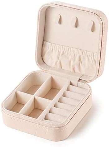 Pewmog Small Travel Jewelry Case, To Go Portable Jewelry Box, Travel Jewelry Organizer,Portable Jewellery Storage Holder for Rings Earrings Necklace, Gifts for Girls Women -Pink