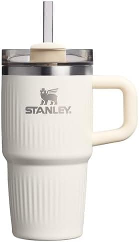 STANLEY Quencher H2.0 Tumbler with Handle and Straw 20 oz | Flowstate 3-Position Lid | Cup Holder Compatible for Travel | Insulated Stainless Steel Cup | BPA-Free | Fluted Cream Gloss