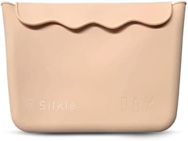 SILKLE Silicone Makeup Bag - Versatile Makeup Organizer with Magnets and Wavy Design, Travel Toiletry Bag and Makeup Brush Holder - Compact and Stylish Cosmetic Bag for Daily Use - Khaki