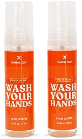TRIP WIPES - Foam Hand Soap - Travel Size Foaming Pump Dispenser - 2 Bottles - (Citrus, 2.5 fl oz.)