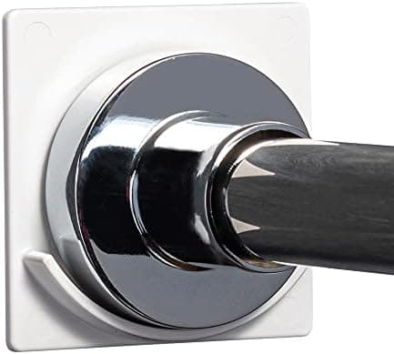 ADHERION XL Adhesive Shower Rod Holder | Heavy Duty Tension Rod Holder | Heat Resistant, Waterproof, Shower Curtain Rod Holders No Drilling | Tension Rod Support | White | 2 Pack | Rod Not Included |