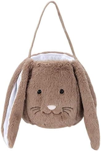 Easter Basket,Easter Bunny Baskets,Easter Egg Hunting Basket,Easter Buckets for Boys Girls,Bunny Rabbit Easter Tote Bags for Easter Decorations Candy Gifts Toy Storage(Brown)