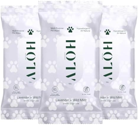 ALŌH Hypoallergenic | All-Natural | Multi-Purpose Pet Wipes. Lavender + Wild Mint 3 Pack of 50ct Wipes (150 Wipes)