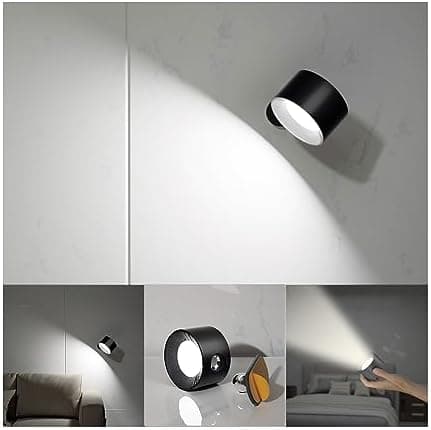 Koopala LED Reading Lights, Wall Mounted Sconces with 3 Color Temperatures & 3 Brightness Levels Rechargeable Battery Magnetic Ball 360°Rotation Touch Control, Lamps for Kids Study Bedside Closet