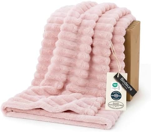 Bedsure GentleSoft Crystal Pink Throw Blanket for Couch - Cozy Soft Blankets for Women, Cute Small Throws for Girls, 50x70 Inches