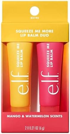 e.l.f. Squeeze Me More Lip Balm Duo, Moisturizing Balm For A Sheer Tint Of Color, Made With Hyaluronic Acid, Vegan & Cruelty-Free, Mango & Watermelon