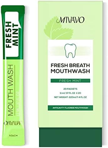 Travel Sizet Mouthwash Portable Strip Mouthwash for Fresh Breath Nnatural Fluoride Fre 20 Packets (Mint)