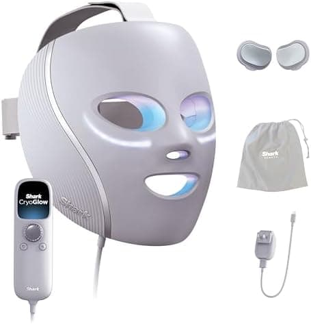Shark CryoGlow LED Face Mask with Under-Eye Cooling, Anti-Ageing & Blemish Repair, Red & Blue LED, Infrared Light Therapy, USB-C, Remote Control, Storage Bag, Lilac Chill, FW312PL