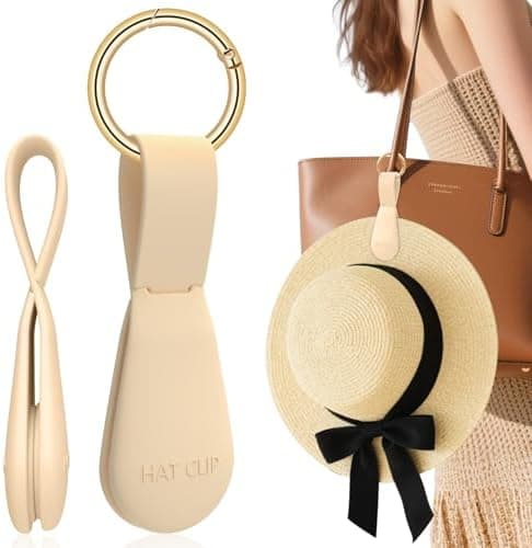 Fikoksol Magnetic Hat Clip for Travel on Bag, Silicone Hat Holder for Tote Beach Bag, Hand Free Strong Magnet Purse Hook Cowboy Hat Hanger Carrier for Travel Vacation Essentials Accessories