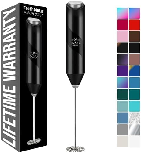 Zulay Kitchen Milk Frother Handheld Battery Operated – Electric Drink Mixer for Coffee, Lattes, Cappuccinos, Matcha & Hot Chocolate – Portable Foam Maker & Coffee Bar Accessory