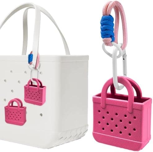 HYUVCX Charms for Bogg Bag Accessories, Mini Backpack Keychain, Mini Bag Shape Charms, Storage Case for Earphones, Keys, Hair Ties, Personalized Decorative for Women Girls (Rose Red)