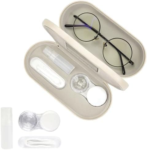 Eyeglass Case Double Sided Travel Size Cute Portable Contact Lens Box 2 in 1 Multifunction With Tool for Daily Outdoor Office