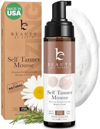 Self Tanner Mousse - USA Made with Natural & Organic Ingredients, Self Tanning Mousse for Dark Fake Tan, Sunless Tanner, Clear & Non Toxic Tanning Foam for Streak Free Finish & Natural Glow