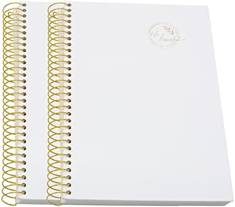 Yansanido Large Spiral Notebook, 2 Pcs B5 White Thick Paper Hardcover 7mm College Ruled 150 Sheets -300 Pages Journals for Study, Work, Travel and Notes (White)