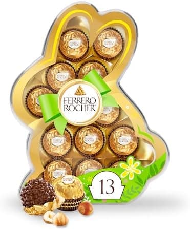 Ferrero Rocher, 13 Count, Premium Gourmet Milk Chocolate Hazelnut, Individually Wrapped Candy for Gifting in a Bunny-Shaped Box, Great Easter Gift, 5.7 oz