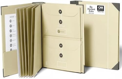 The Folio® Important Document Organizer by Savor | Binder with Guided Labels, Acid-Free File Folder Organizer with 10 Pockets, Document Holder for Home Records, Legal and Medical Papers (Slate)