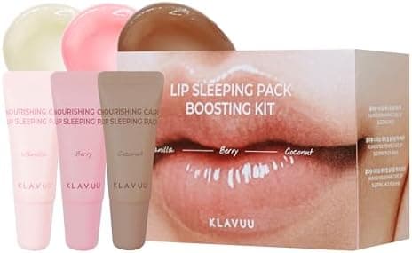 Klavuu Lip Mask Sleeping Pack Boostking Kit – Overnight Deep Hydrating Korean Lip Balm Treatment for Very Dry, Chapped Lips | Lip Lightening & Plumping with Instant Hydration | Gentle Exfoliating