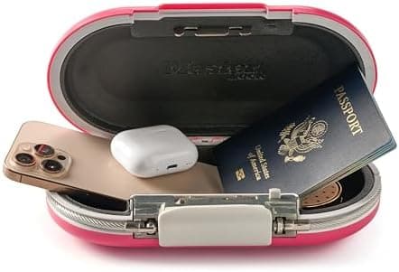 Master Lock Pink Portable Small Lock Box, Set Your Own Lock Combination Portable Safe, Personal Travel Safe for Phone, Passport, Money, 5900DPNK