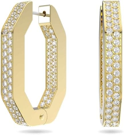 Swarovski Dextera Hoop Earrings with White Swarovski Crystals in Pavé on Rose Gold-Tone Plated Setting, Part of the Swarovski Dextera Collection