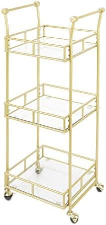 Silverwood Collier 3-Tier Square Bar Cart, Gold